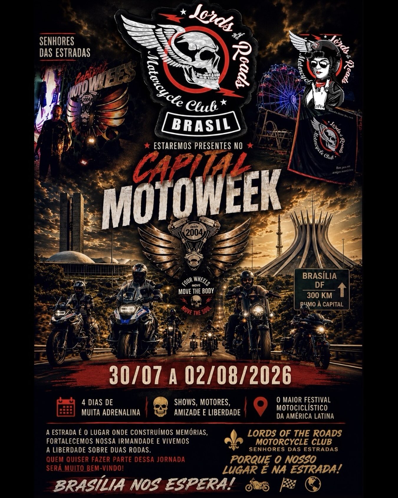 Lords rumo a Brasília Capital Motoweek 2026. 🏁🔥🌎 Marcando presença em eventos motociclisticos. Nosso lugar é na estrada . . . Lords Motorcycle Club.😀👍🏼👊🏼🏁. LORDS SUPPORT BR.🔝🌎🏁 🇧🇷 “ Sempre livre, sempre Lords “ 🙌🏽
 #senhoresdasestradas #lordsoftheroads #motociclistas #motorcycle #ridefree